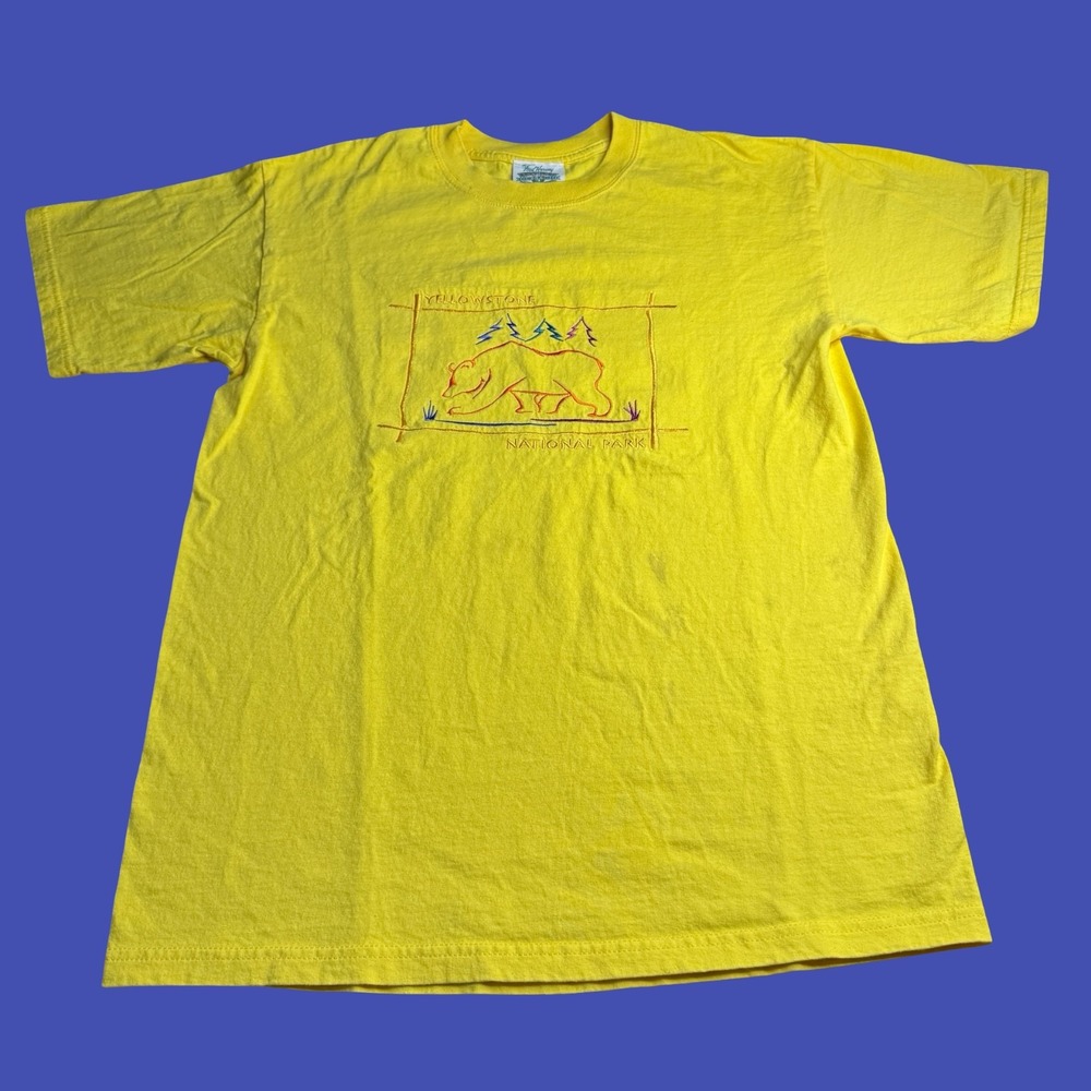 Yellowstone National Park Mens M Embroidered T Shirt Fred Harvey Trading Co